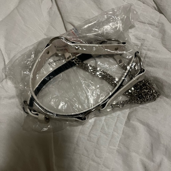 Hot Topic belt white silver chain size 32 bondage - Picture 3 of 14